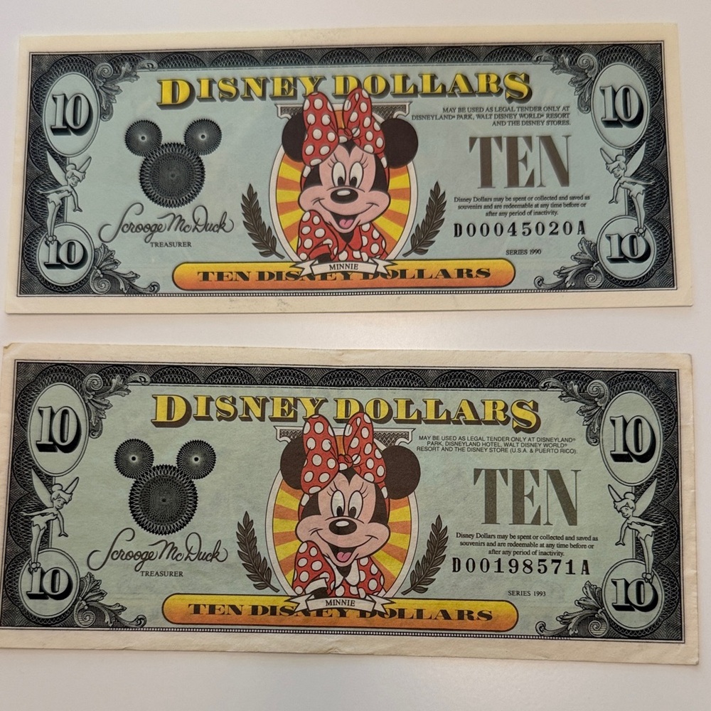 Rare Disney Minnie Mouse Dollars - 1990 and 1993D series